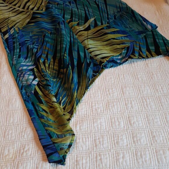 EnFocus Studio Dress Size 4 Palm Leaves Sleeveless Blues Tan Green Lightweight - Picture 7 of 10